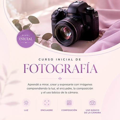 Curso inicial de fotografía para aprender luz, encuadre, composición y uso básico de cámara